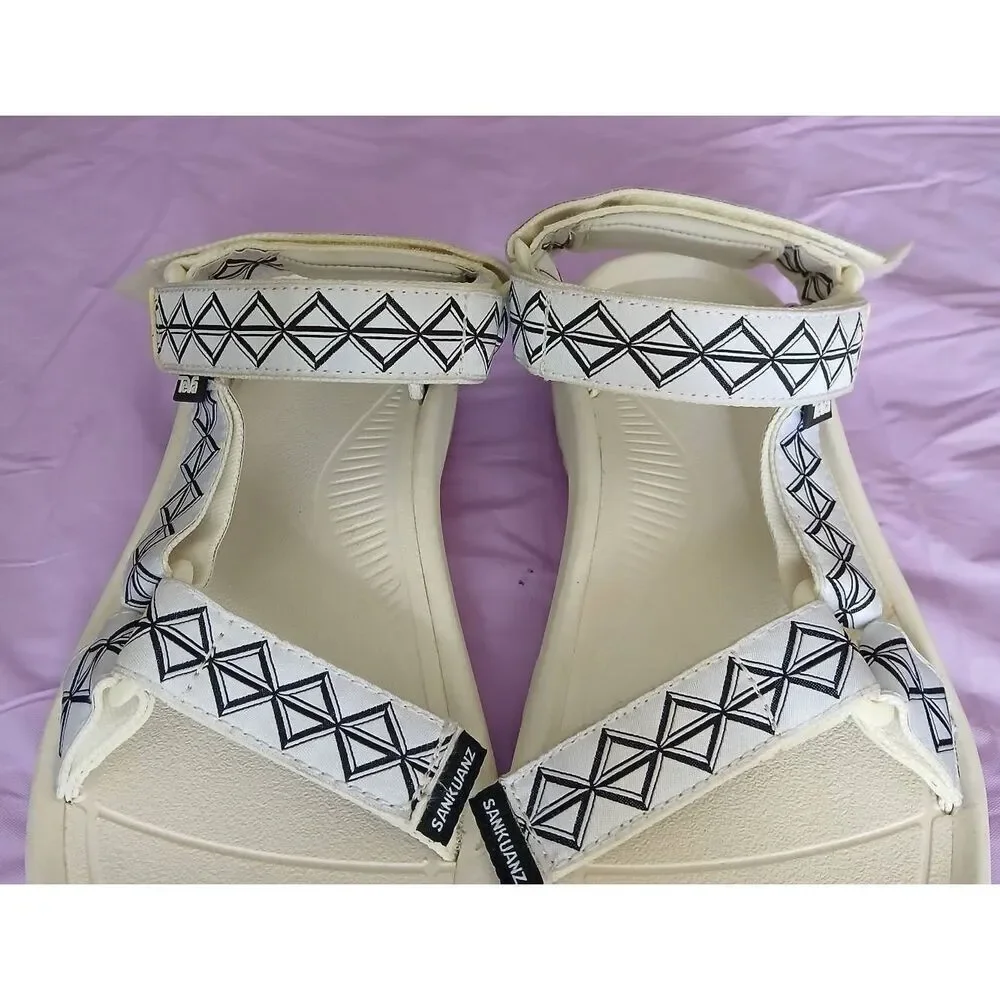 Teva sankuanz womens size 9 hurricane hiking sandals white cream black